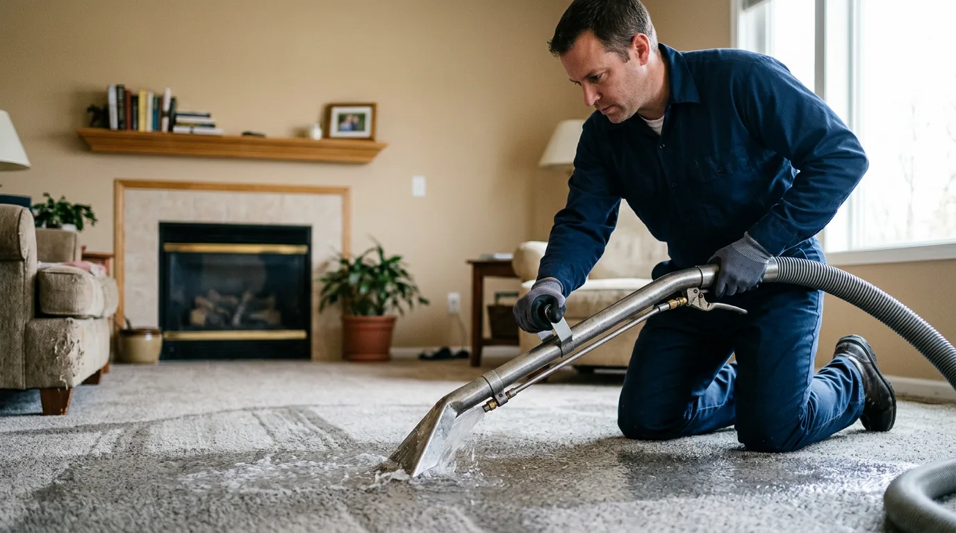 Water damage restoration technician working near Water Valley, TX